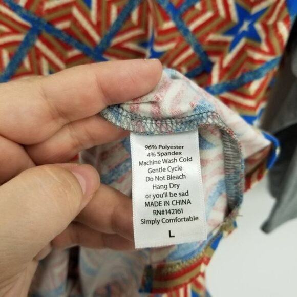 LuLaRoe Women's Star Pattern Crew Neck 3/4 Sleeve Stretch Randy Top Gray Size L - Picture 4 of 5